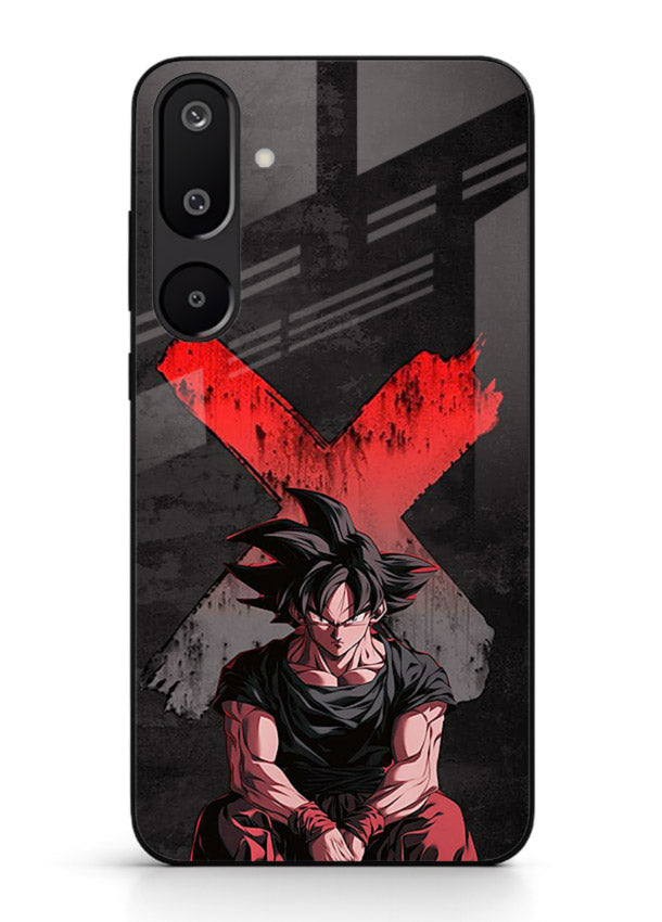 goku red x dark anime art Samsung M16 5G glass cover rage form dramatic dbz case