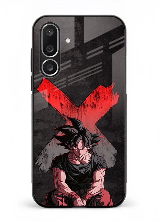 goku red x dark anime art Samsung M56 5G glass cover rage form dramatic dbz case