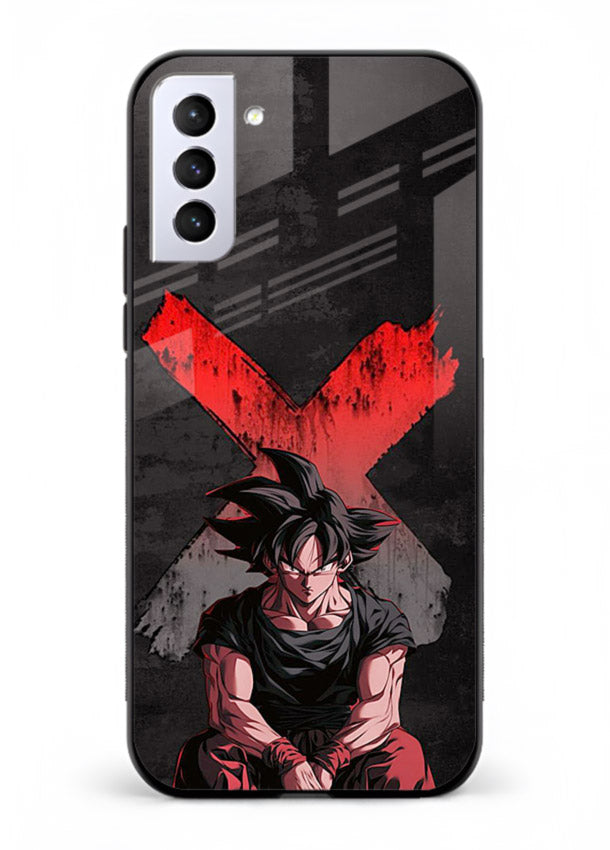 goku red x dark anime art Samsung S21 FE glass cover rage form dramatic dbz case