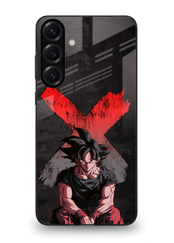 goku red x dark anime art Samsung A55 5G glass cover rage form dramatic dbz case