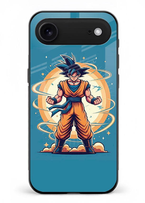 goku super aura blue anime art iphone 17 air glass cover power up energy case