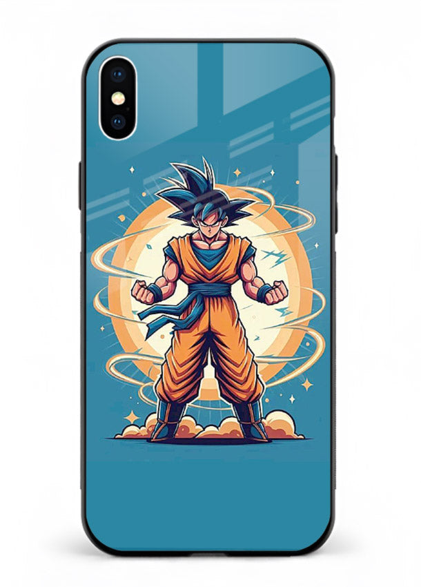 goku super aura blue anime art iphone xs max glass cover power up energy case