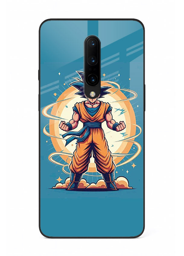 goku super aura blue anime art OnePlus 8 glass cover power up energy case
