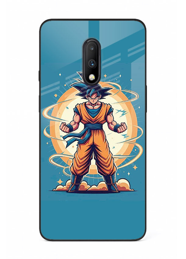goku super aura blue anime art OnePlus 7 glass cover power up energy case