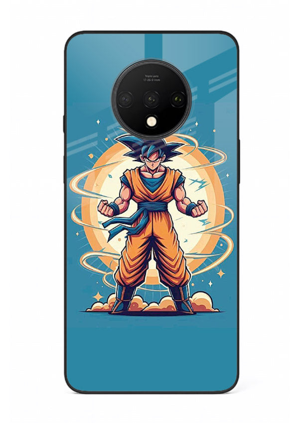 goku super aura blue anime art OnePlus 7T glass cover power up energy case