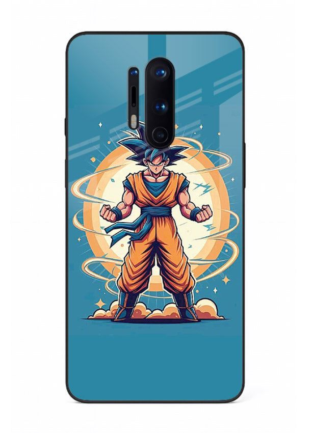 goku super aura blue anime art OnePlus 8 Pro glass cover power up energy case