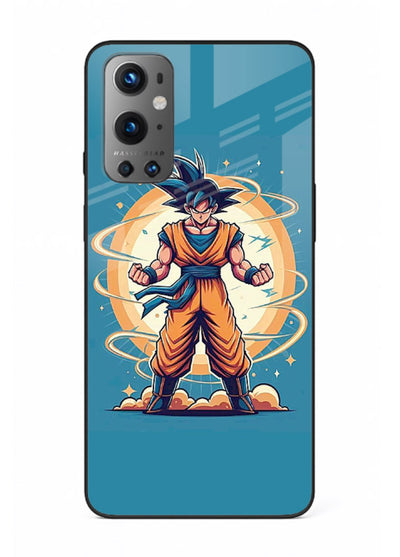 goku super aura blue anime art OnePlus 9 glass cover power up energy case
