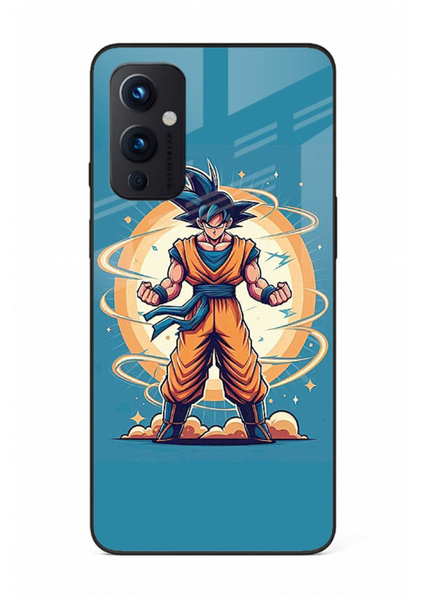 goku super aura blue anime art OnePlus 9 Pro glass cover power up energy case