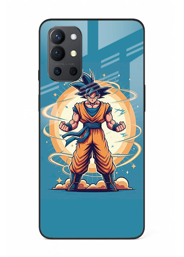 goku super aura blue anime art OnePlus 9R glass cover power up energy case