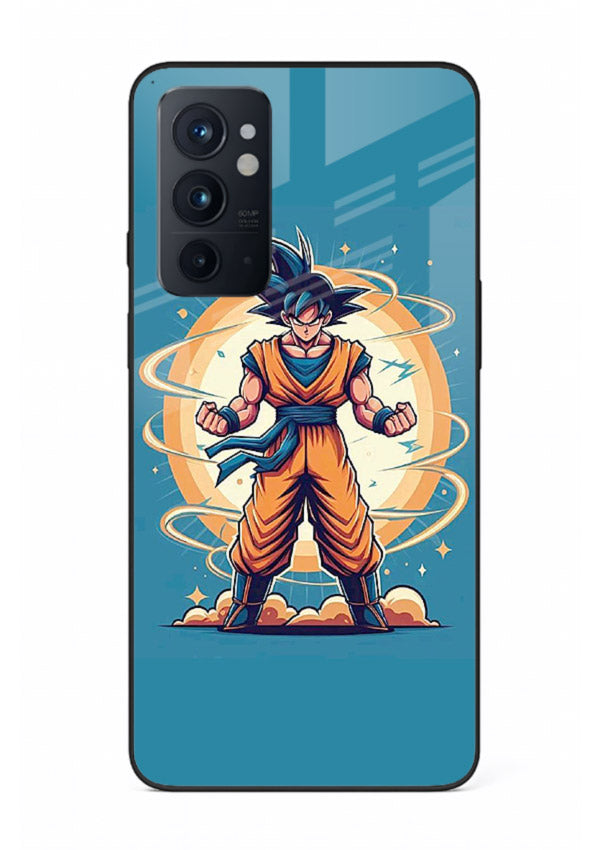goku super aura blue anime art OnePlus 9RT glass cover power up energy case
