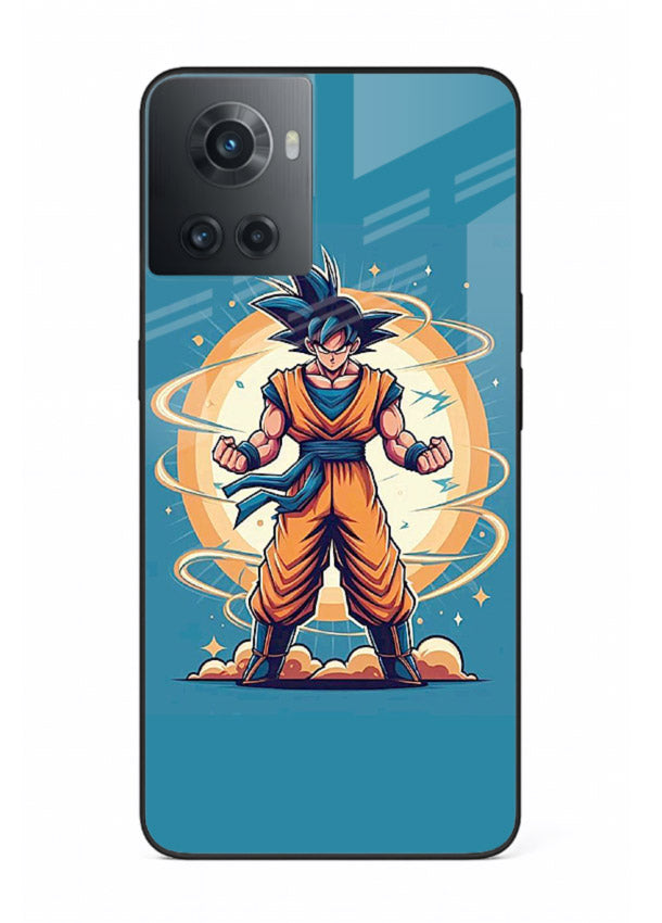goku super aura blue anime art OnePlus 10R glass cover power up energy case