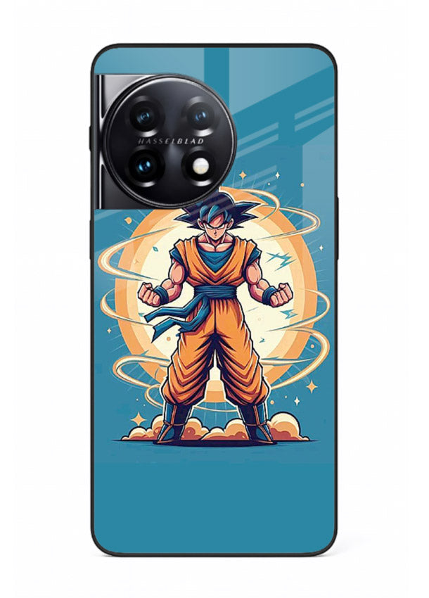 goku super aura blue anime art OnePlus 11R glass cover power up energy case