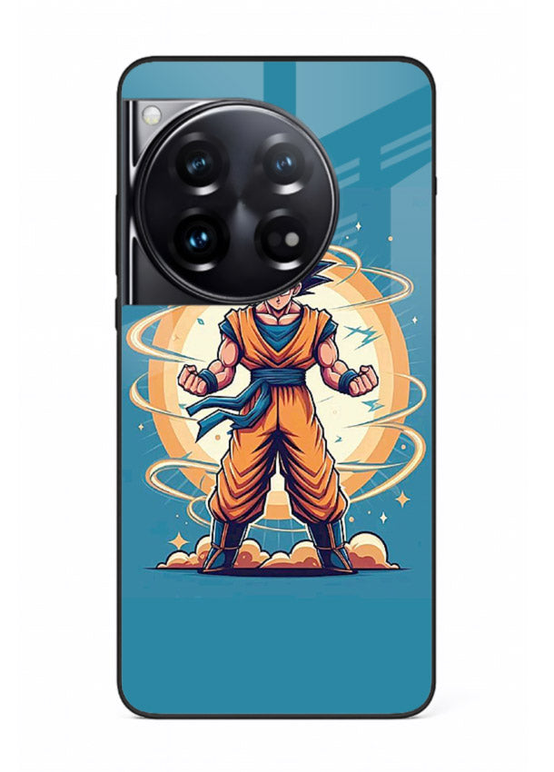 goku super aura blue anime art OnePlus 12 glass cover power up energy case