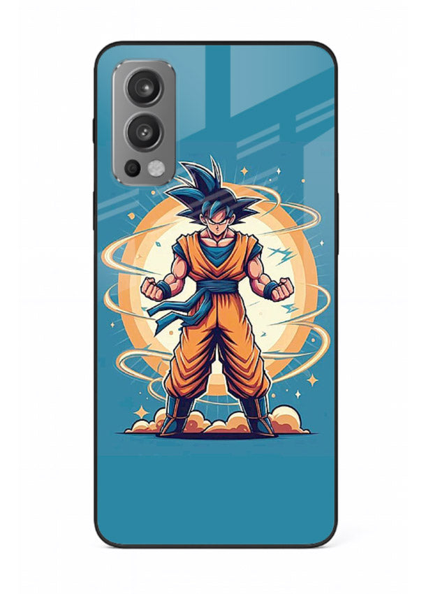 goku super aura blue anime art OnePlus Nord 2 glass cover power up energy case