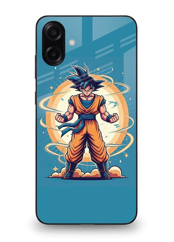 goku super aura blue anime art Samsung A06 5G glass cover power up energy case