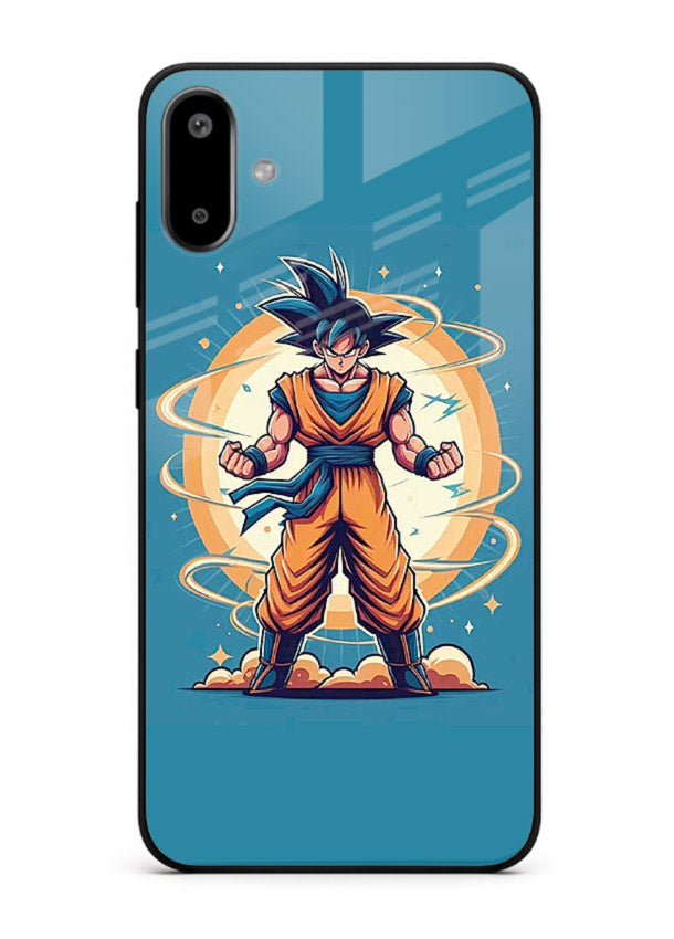 goku super aura blue anime art Samsung F06 5G glass cover power up energy case