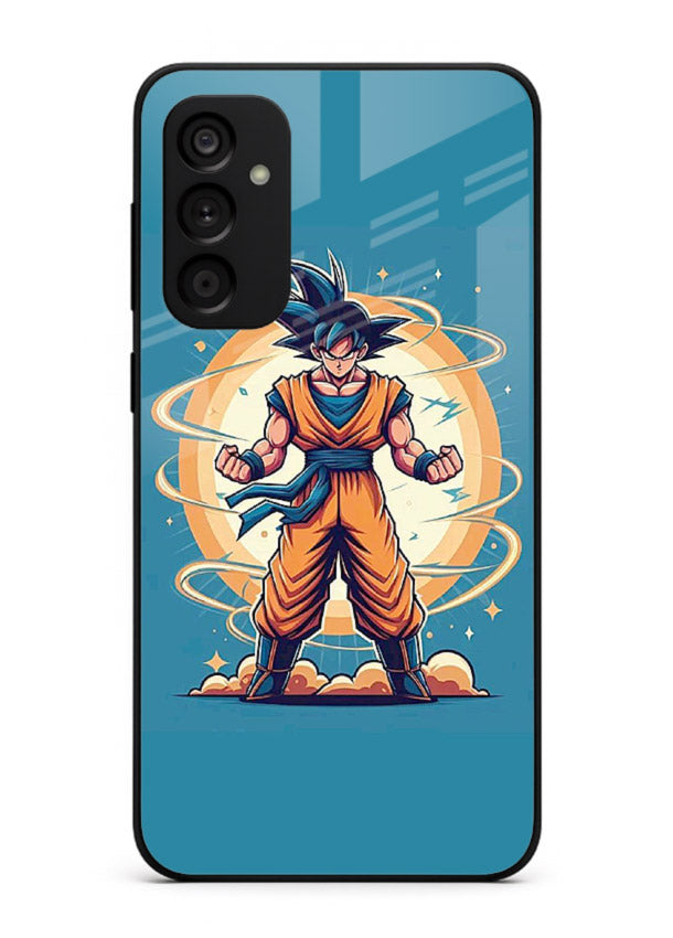 goku super aura blue anime art Samsung M15 5G glass cover power up energy case
