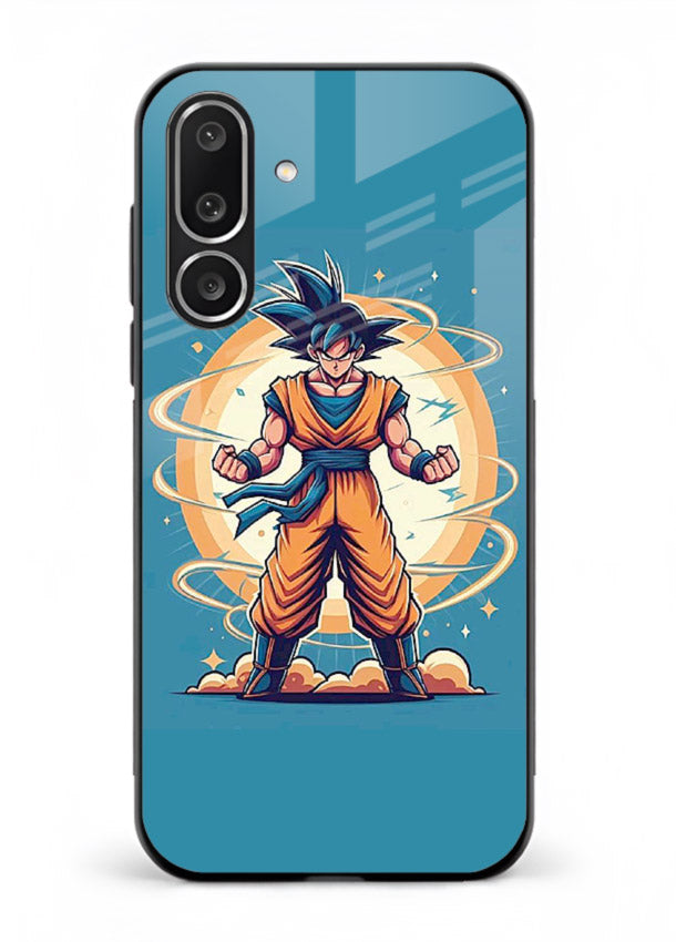 goku super aura blue anime art Samsung M56 5G glass cover power up energy case