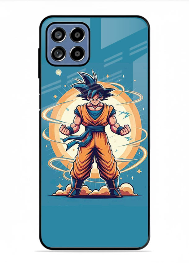 goku super aura blue anime art Samsung M33 5G glass cover power up energy case