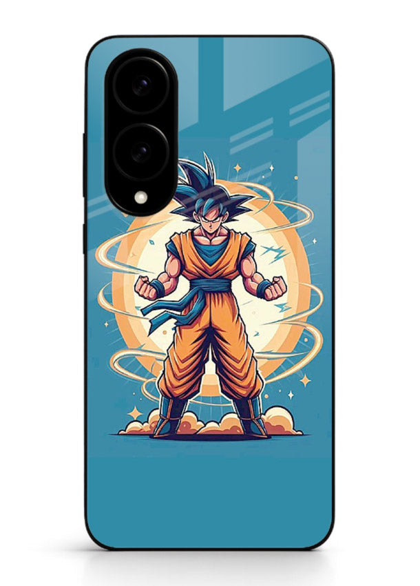 goku super aura blue anime art Samsung S25 Edge glass cover power up energy case
