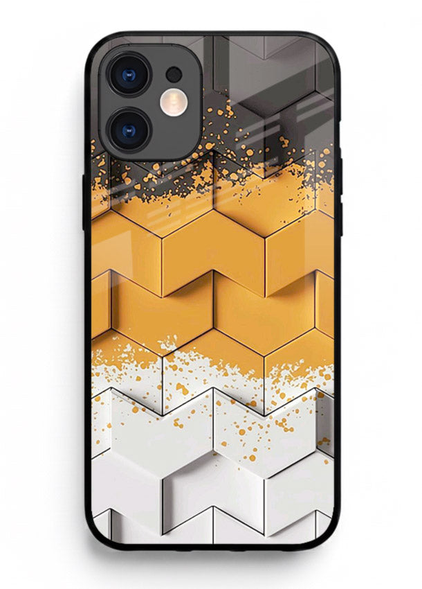 Gold Hexa Crystal gold crystal geometric pattern iphone 11 glass back cover