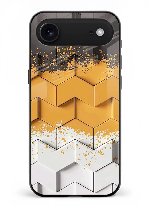Gold Hexa Crystal gold crystal geometric pattern iphone 18 air glass back cover