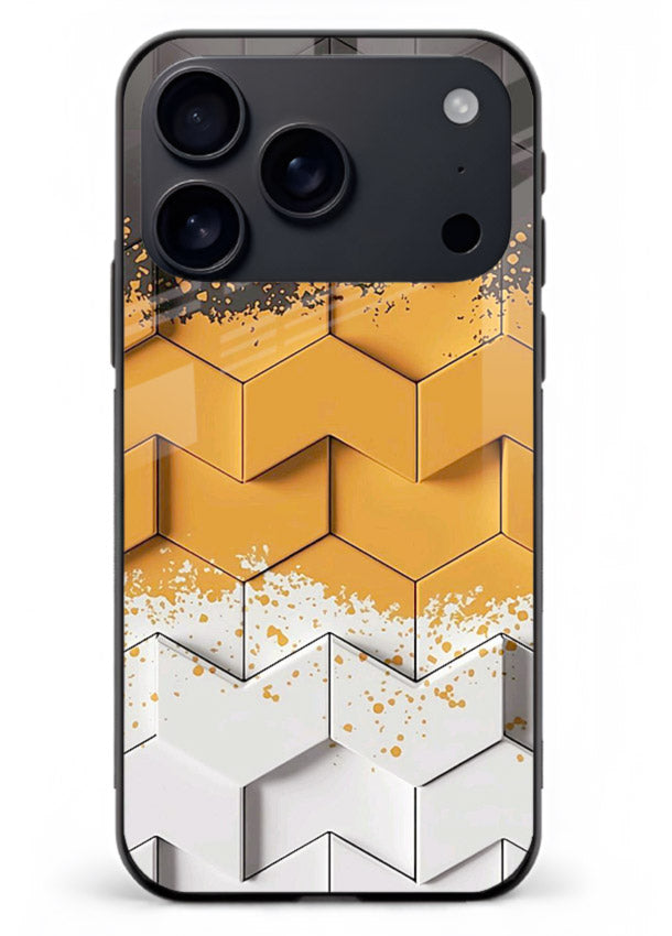 Gold Hexa Crystal gold crystal geometric pattern iphone 18 pro max glass back cover