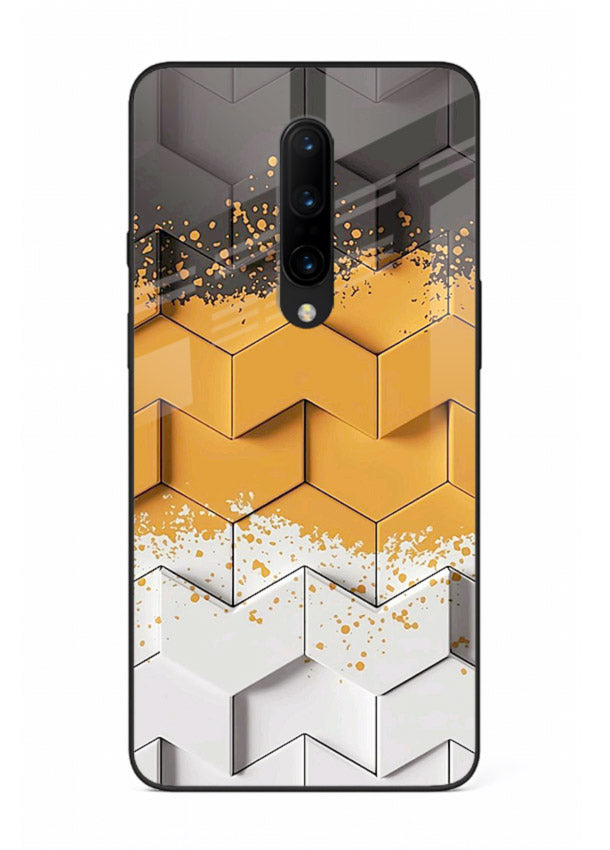 Gold Hexa Crystal gold crystal geometric pattern OnePlus 7T Pro glass back cover