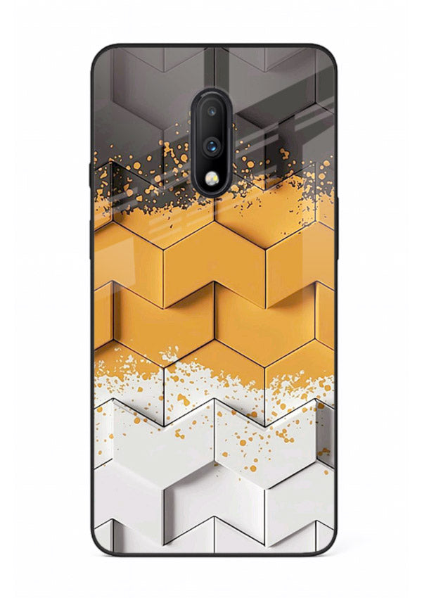 Gold Hexa Crystal gold crystal geometric pattern OnePlus 7 glass back cover
