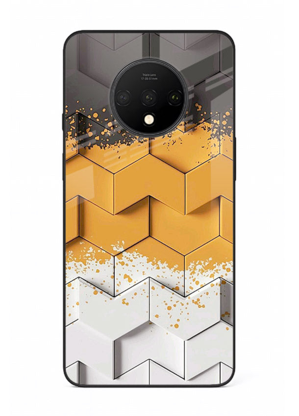 Gold Hexa Crystal gold crystal geometric pattern OnePlus 7T glass back cover