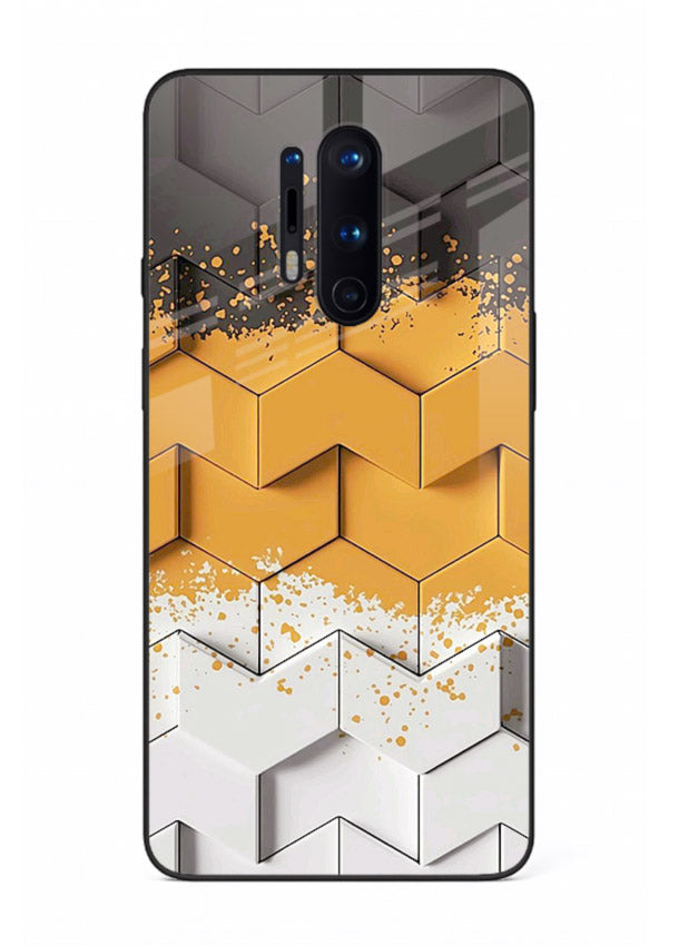 Gold Hexa Crystal gold crystal geometric pattern OnePlus 8 Pro glass back cover