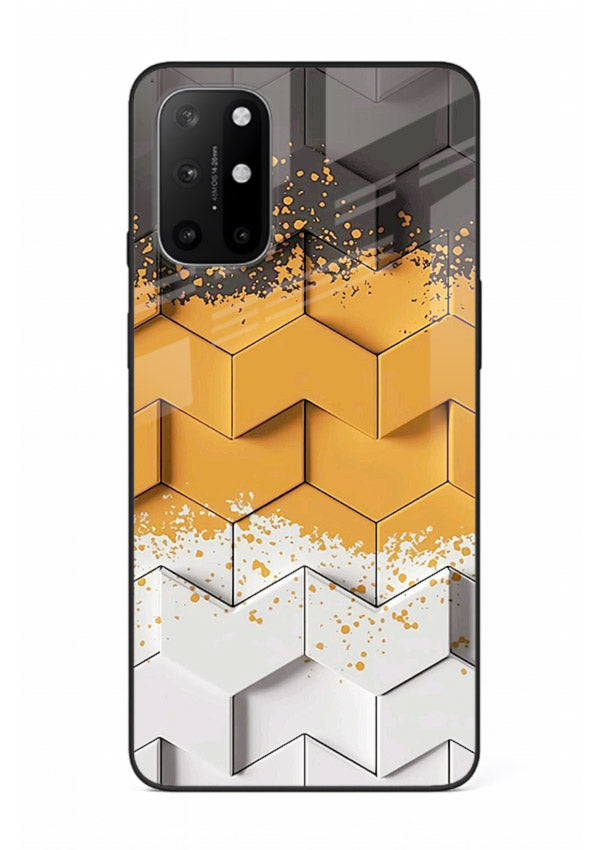 Gold Hexa Crystal gold crystal geometric pattern OnePlus 8T glass back cover