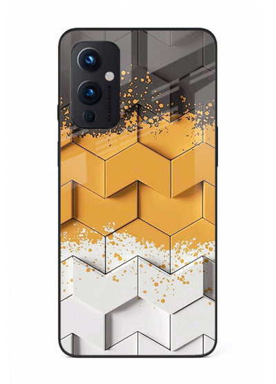 Gold Hexa Crystal gold crystal geometric pattern OnePlus 9 Pro glass back cover