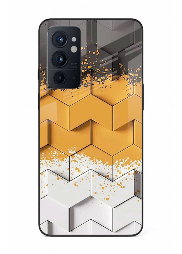 Gold Hexa Crystal gold crystal geometric pattern OnePlus 9RT glass back cover