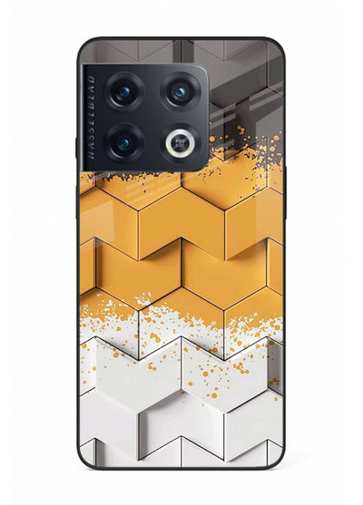 Gold Hexa Crystal gold crystal geometric pattern OnePlus 10 Pro glass back cover