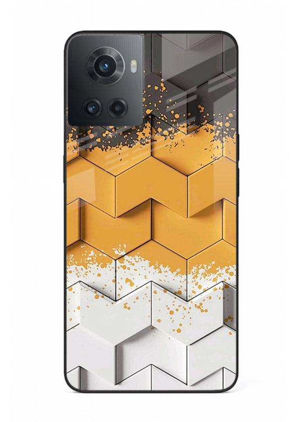 Gold Hexa Crystal gold crystal geometric pattern OnePlus 10R glass back cover