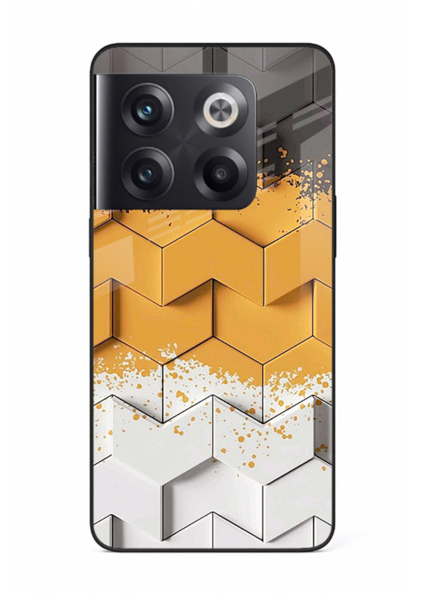 Gold Hexa Crystal gold crystal geometric pattern OnePlus 10T glass back cover