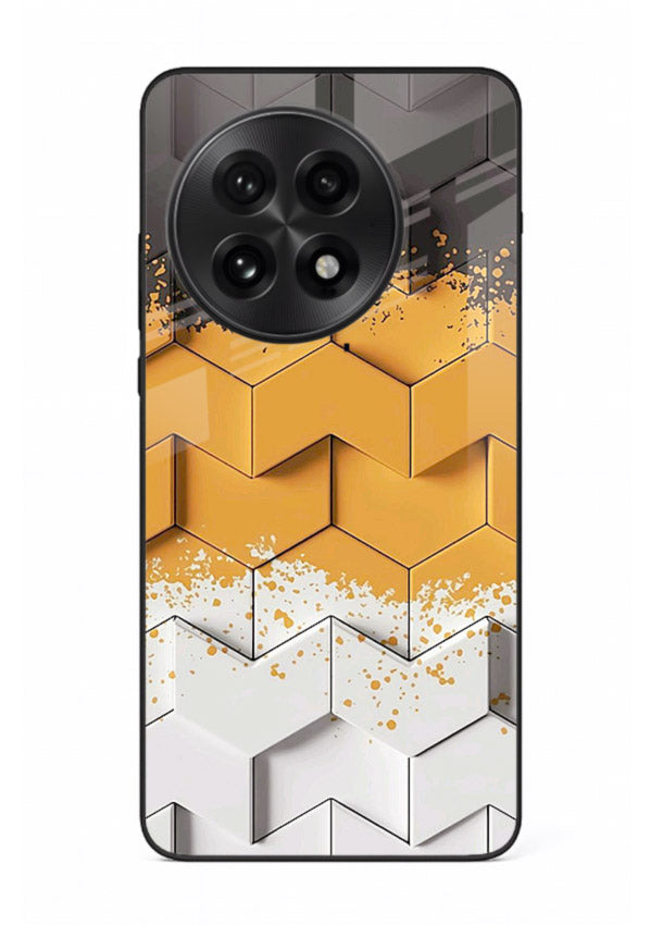 Gold Hexa Crystal gold crystal geometric pattern OnePlus 13 glass back cover