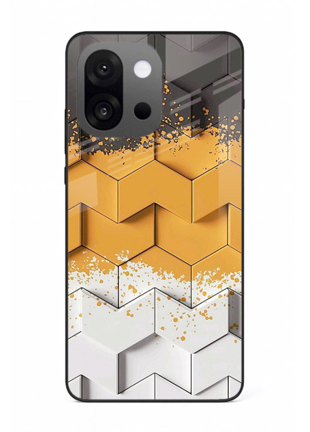 Gold Hexa Crystal gold crystal geometric pattern OnePlus 13s glass back cover