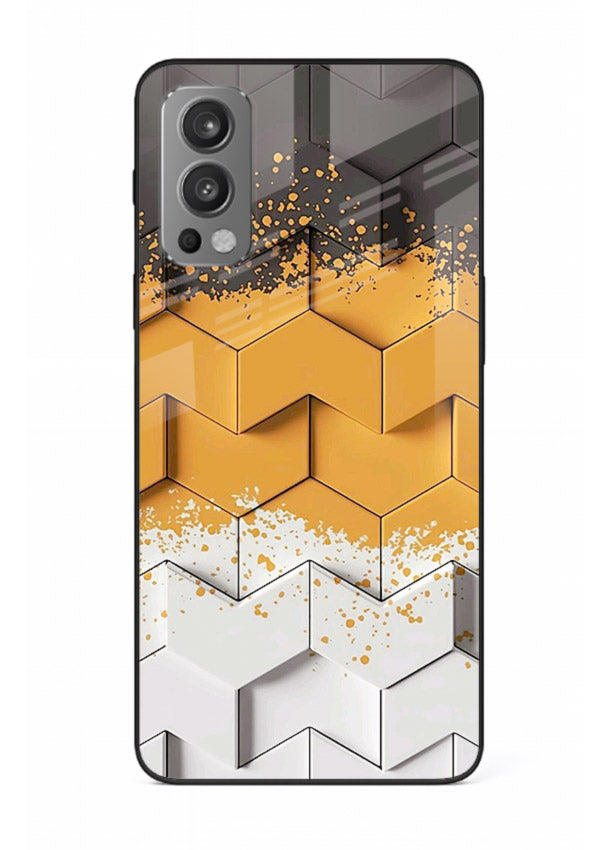 Gold Hexa Crystal gold crystal geometric pattern OnePlus Nord 2 glass back cover