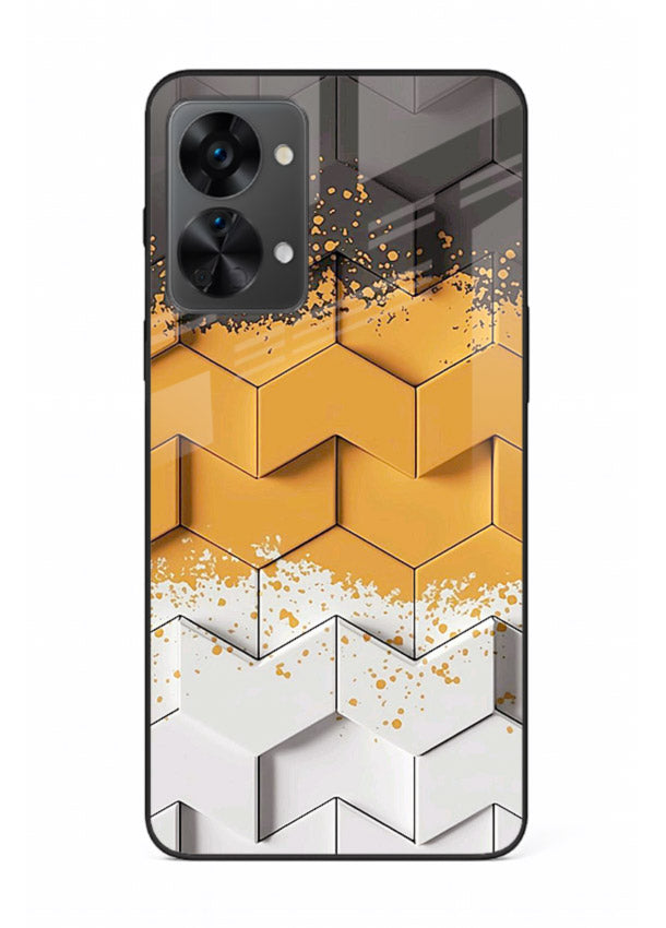 Gold Hexa Crystal gold crystal geometric pattern OnePlus Nord 2T glass back cover