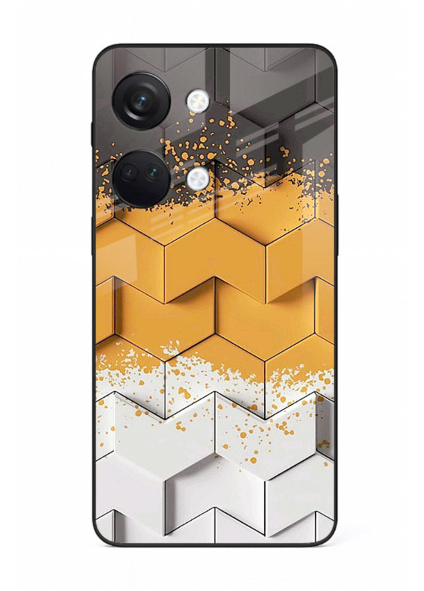 Gold Hexa Crystal gold crystal geometric pattern OnePlus Nord 3 glass back cover