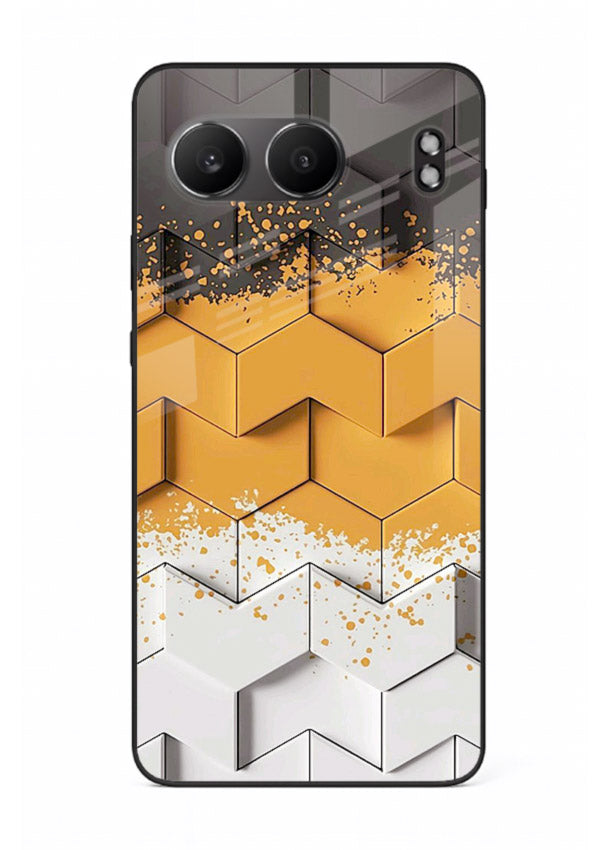 Gold Hexa Crystal gold crystal geometric pattern OnePlus Nord 4 glass back cover
