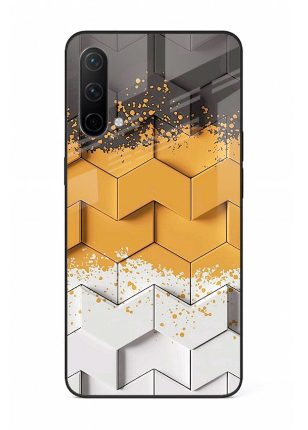 Gold Hexa Crystal gold crystal geometric pattern OnePlus Nord CE 5G glass back cover
