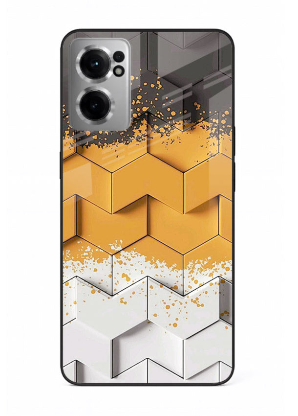 Gold Hexa Crystal gold crystal geometric pattern OnePlus Nord CE2 5G glass back cover