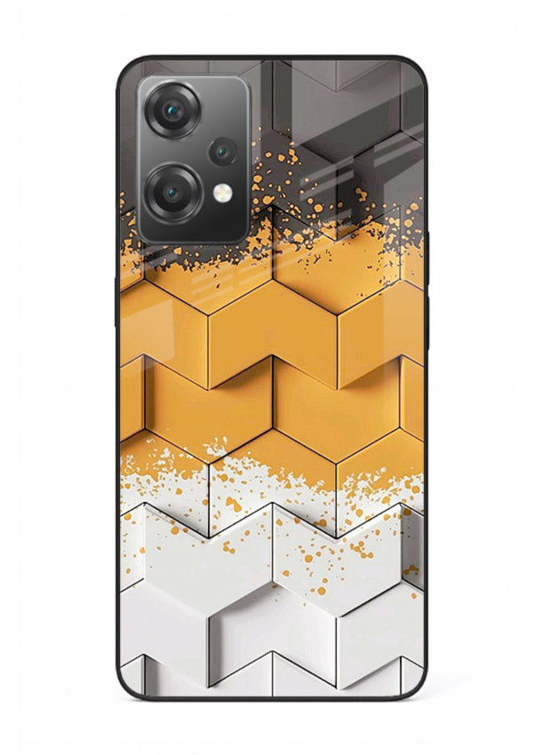 Gold Hexa Crystal gold crystal geometric pattern OnePlus Nord CE2 Lite 5G glass back cover
