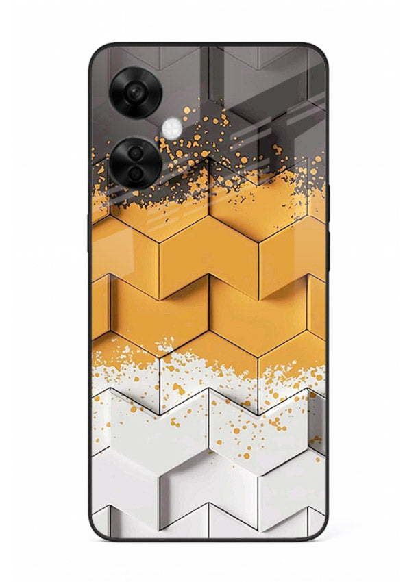 Gold Hexa Crystal gold crystal geometric pattern OnePlus Nord CE3 Lite glass back cover
