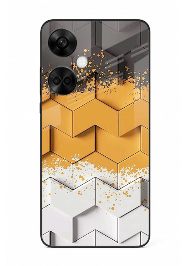 Gold Hexa Crystal gold crystal geometric pattern OnePlus Nord CE3 glass back cover