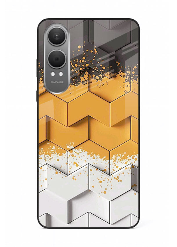 Gold Hexa Crystal gold crystal geometric pattern OnePlus Nord CE4 Lite glass back cover