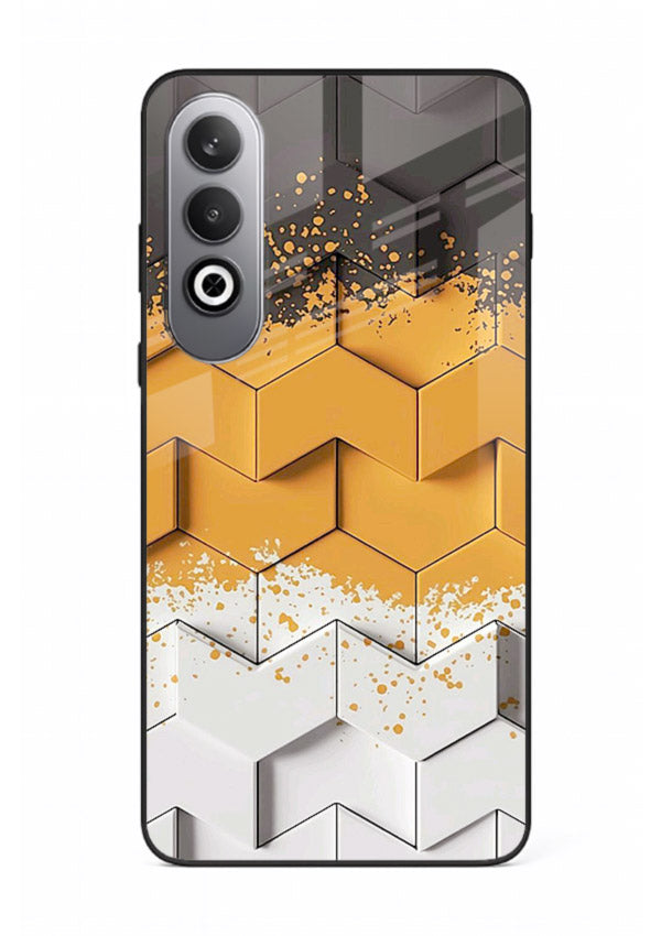 Gold Hexa Crystal gold crystal geometric pattern OnePlus Nord CE4 glass back cover